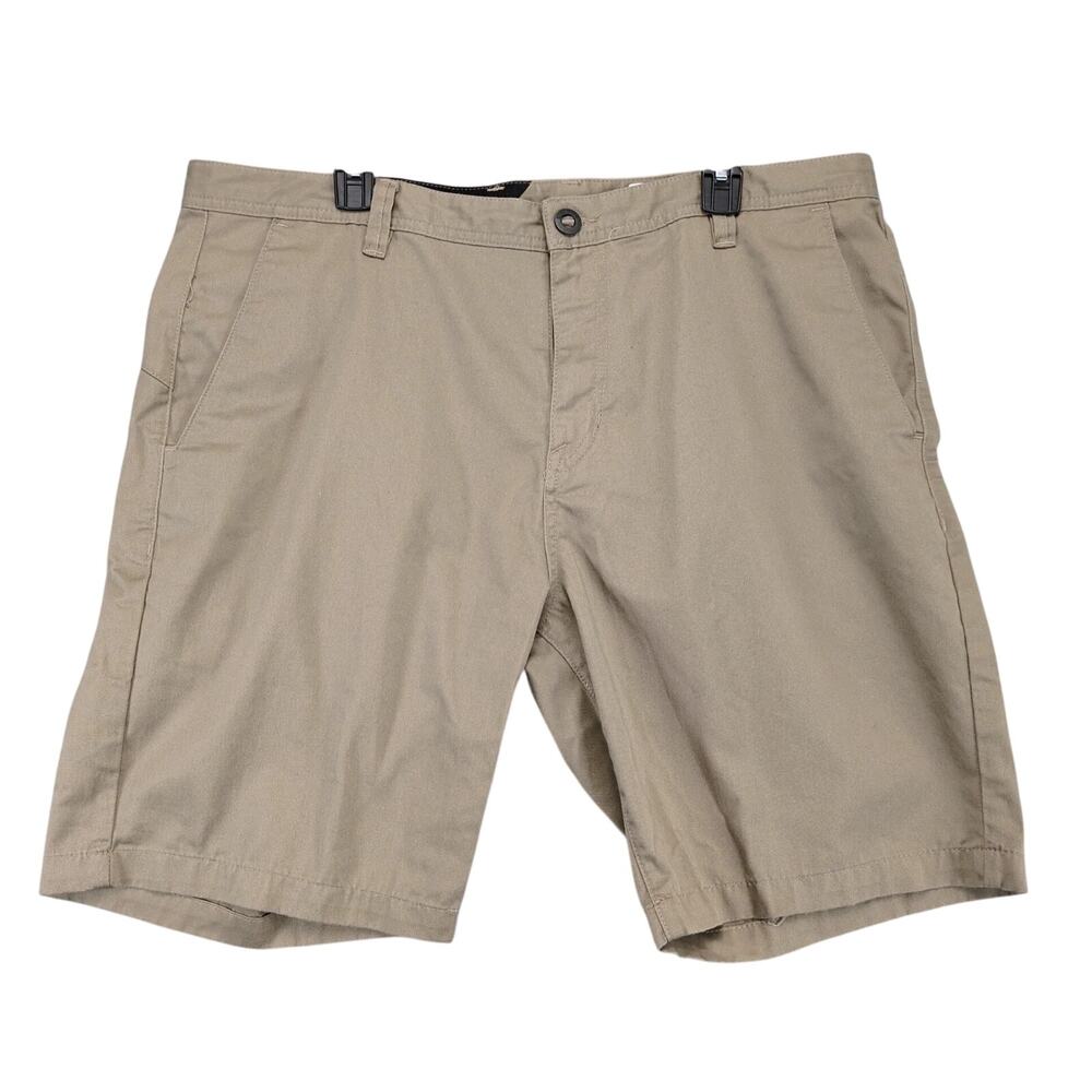 Volcom True to This Tan Khaki Chino Shorts Men's 38x9.5" Pockets Preppy Gorpcore